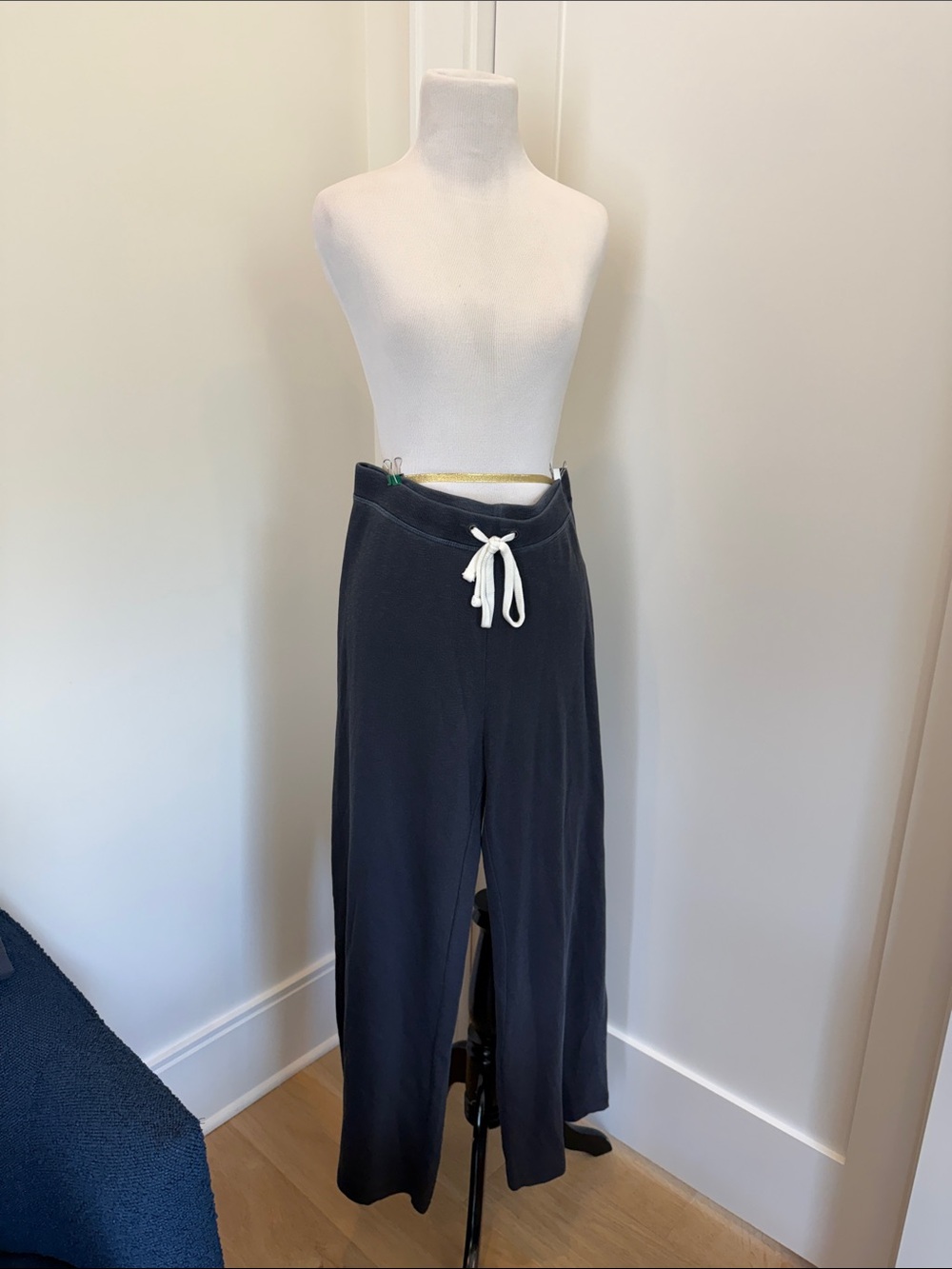 James Perse Black Wide-Leg Drawstring Lounge Pants